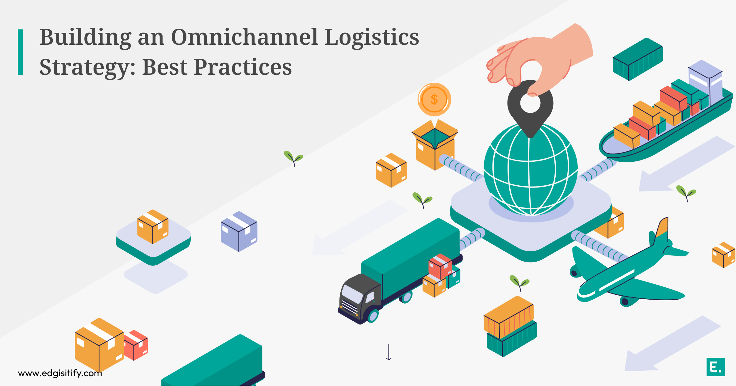 A top-down view of a modern warehouse, with a clear separation of products for online and in-store channels, showing a streamlined omnichannel fulfilment process.